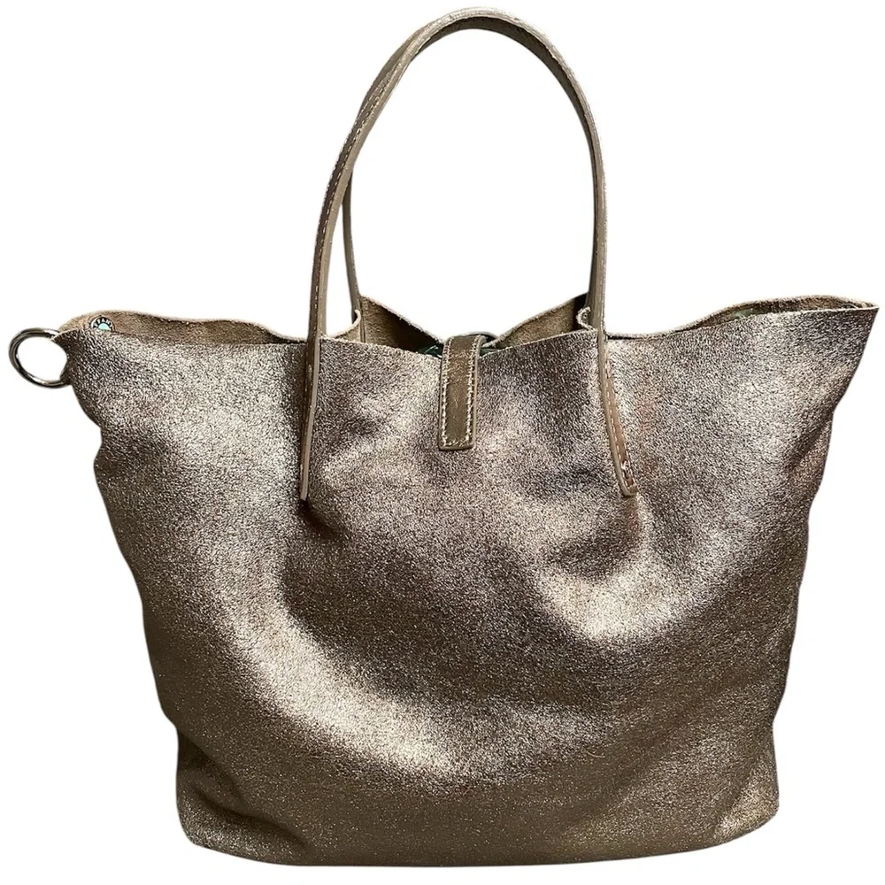 Tiffany & Co. Reversible Bronze Leather & Suede Tote Bag w/ Pochette